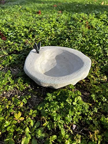Rottenecker Steinguss Vogeltränke Natur mit Bronze Schmetterling