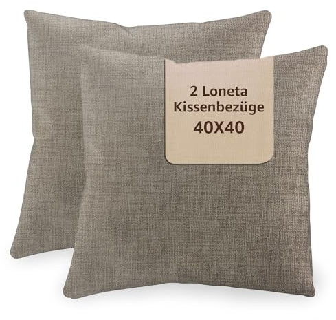 SoNiT - Lot de 2 housses de coussin 40x40 Tortora - Ensemble de 2 housses de coussin pour canapé en coton Loneta avec fermeture Éclair cachée