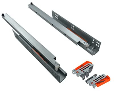 Juego Guía cajón con gatillos, para muebles de cocina, armario, extracción total con sistema de auto frenado cierre silencioso aguante de peso de 35kg largos L:350,400,550mm (550mm)