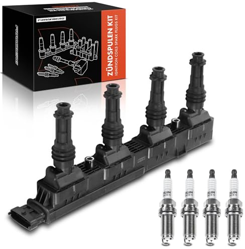 Frankberg 1x Zündspule + 4x Zündkerze 90560110 | Kompatibel mit Corsa B S93, Astra MK IV (G) Estate G, Astra MK IV (G) Sedan G, Corsa C X01, Corsavan MK II C, Corsa MK I B