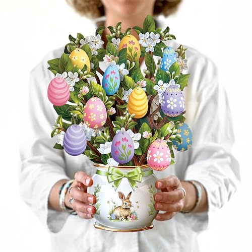 Freshcut Paper Pop Up Cards, Easter Egg Tree, 12 Inch Life Sized 3D Popup Greeting Card, Easter Cards, Thinking of You Card, Mother's Day Card, Blank Notecard & Envelope