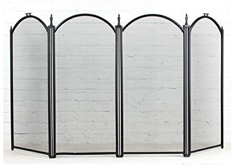 Funkenschutzgitter Kaminschutzgitter, Metallgeflecht, Funkenschutz, Sicherheitszaun for Babys und Haustiere, schmiedeeiserner Faltschutz, Dekoration, Zaun, Frontschutz, Kaminwerkzeug-Zubehör, Schwarz