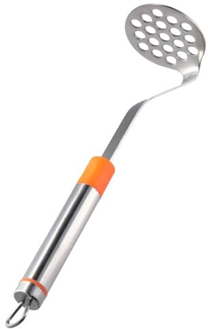 Benytro Multifunction Small Potato Masher, Heavy Duty Stainless Steel Manual Smasher(Orange)