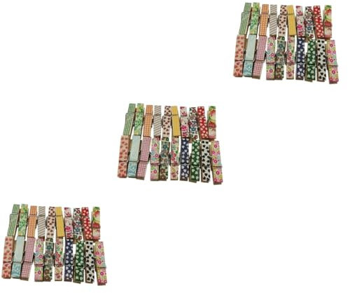 EXCEART 150pièces Clips Bois Colorés avec Impressions De Dessins Animés pour Et Artisanat Assortiment De Couleurs