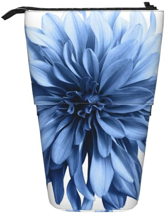 FLYIFE Trousse télescopique avec porte-stylos et trousse de maquillage pour étudiant, école, bureau, collège, Fleur de dahlia bleue., Taille unique, Cartable