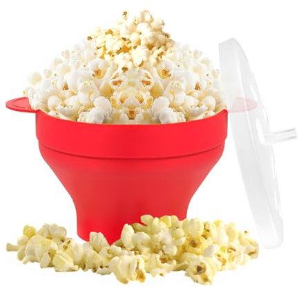 Silikon-Popcorn-Schüssel, Silikon-Popcorn-Eimer - Zusammenklappbare mikrowellengeeignete Schüssel mit 15 Tassen Fassungsvermögen,Kein Öl erforderlich, spülmaschinenfester Mikrowellen-Popcorn-Maker für