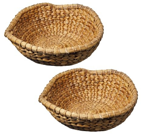 Meubletmoi Lot de 2 paniers décoratifs Ronds Corbeille à Fruits D. 42 cm tissés en Jacinthe d'eau – Fabrication Artisanale – COVE
