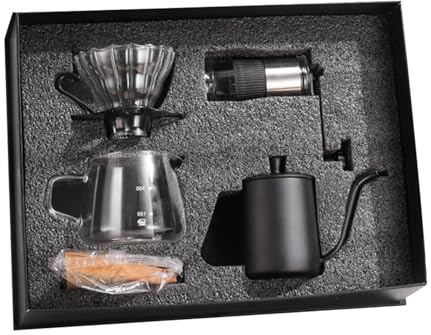 WHIPIN Pour Over Coffee Maker Set, Hand Brewed Coffee Set, 5 Piece Manual Portable Coffee Grinding Hand Brewing Tool Kit, Handmade Coffee Brewing Machines, All in One Hand Drip Coffee Set