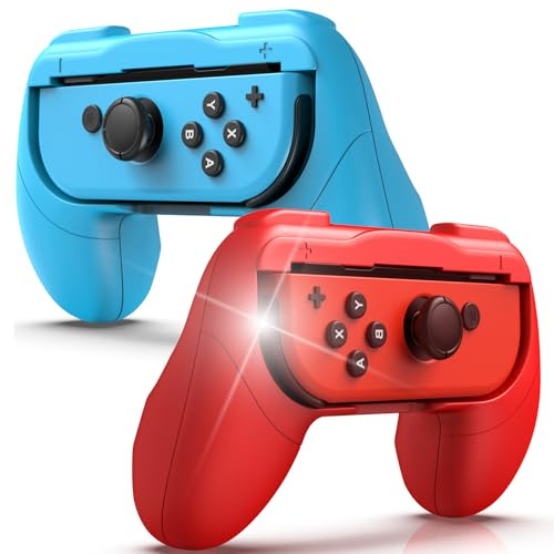 GAMSURFING Hand Grip for Nintendo Switch Joycons/Switch OLED Controller Game Accessories with Joy-Cons Handheld Joystick Remote Control Holder Controller Kit for Nintendo Switch, 2 Packs