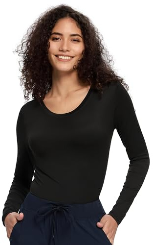 COZYFIT Underscrub Long Sleeve Women, Scrubs Undershirts, Black, M