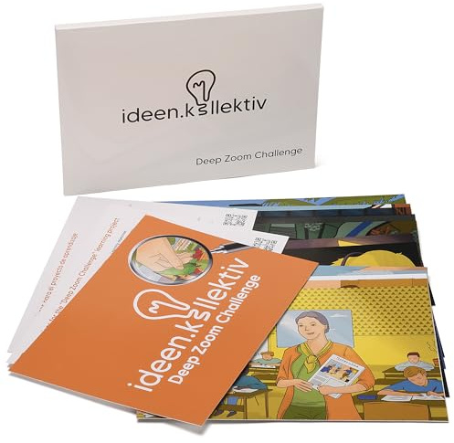 ideen.kollektiv Deep Zoom Challenge – Interaktives Teambuilding-Spiel für Teams, stärkt Kommunikation, Teamwork & Problemlösung, 15 Bildkarten für bis zu 15 Personen, für Workshops, Schulen & Events