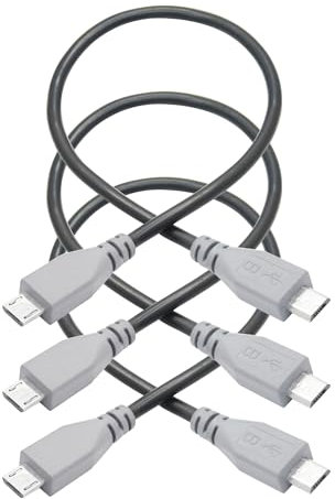 Riertostng Short Micro USB Charging Data Cable 10inch, Male to Male Power Cord with OTG Feature, Compatible Cell Phone, Tablet, MP3 Player, Game Controller, Headset(3Pcs)