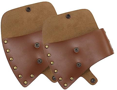 FOYTOKI 2pcs Leather Cover Protective Case Portable Outdoor Sheath with Large and Small Sizes for Camping and Forestry Use
