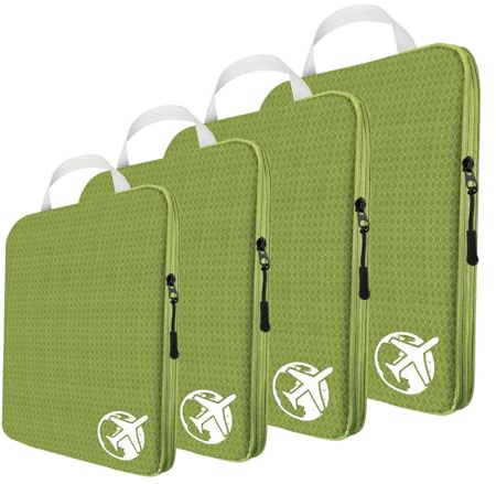 CANBOX Kompressions Packwürfel Set, Ultraleichtes Erweiterbar Koffer-Organizer Set, Wasserdichtem Nylon Packing Cubes, Compression Packtaschen für Koffer & Rucksack（4-teiliges Set）