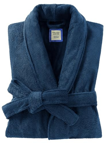 Fullove Bathrobe for Men-Classic Towels Bathrobe for men, Cotton Terry Cloth Robe(410g/㎡), Knee Length Spa Luxury Hotel Bathrobes for Men One Size,Elegant Blue