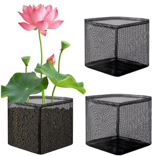 YEZIDE 2Pcs Aquatic Pond Planting Bags Reusable Mesh Water Pond Garden Plant Growing Pot Breathable Square Lily Pots for Pond Bog Plant Garden Planter (7Inch)