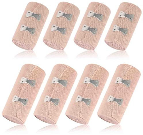 8 stycken elastiskt bandage kompressionsbandage elastiskt bandage med metallklämmor återanvändbart elastiskt bandage elastiskt medicinskt bandage för handleder fotled knä