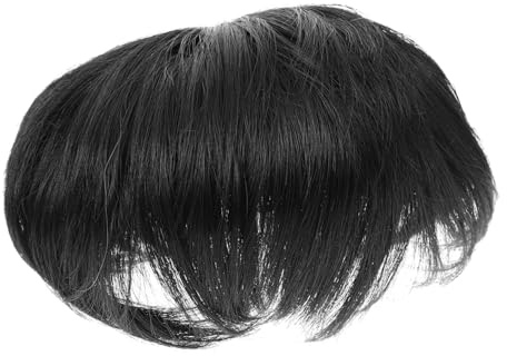 Mikinona Peluca Negra Corta y Realista para Hombre Fibra Resistente al Calor, Cómoda y Versátil, Adecuado para Cubrir Calvas en Actuaciones y Uso Diario