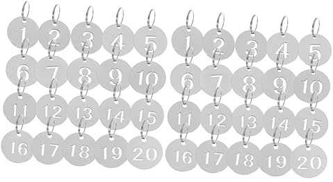BESPORTBLE 40 piezas Etiquetas Metálicas Numeradas Inoxidable Placas Redondas para Identificación de Llaves y Equipaje de Resistentes para Organización Hogar y Oficina