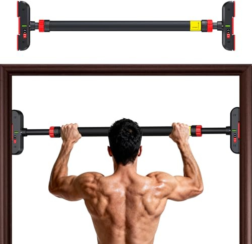 Barra de Dominadas sin Tornillos, Barra de Ejercicio para Pared, Ajustable 72-110cm, hasta 200 kg, Barra de Entrenamiento para Puerta Bloqueo Auto para Gimnasio en Casa Físico (72-95cm)