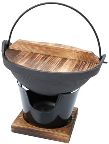 HEALLILY Cast Iron Pot for Camping with No Coating Process and Oil Fume Reduction, Japanese-style Sturdy Cooking Pot Suitable for Picnics and Hiking Outdoor Use