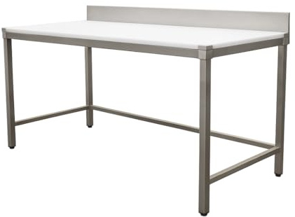 Générique Table de Découpe Adossée Professionnelle – 1000 x 700 mm – Acier Inoxydable – Planche Épaisse 25 mm – Rebord Arrière 100 mm – Hygiène et Solidité