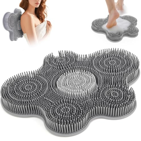 Xanthelle Foot Wash Mat for Shower, 14.2 * 11.2in Silicone Shower Mat Foot Scrubber Mat, Foot Care Foot Brush Non-Slip with Suction Cups, Deep Cleaning