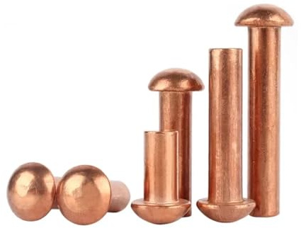 50 pezzi Rivetti in rame a testa tonda a mano solidi semicircolari Tappo M4 M5 lingli(M4x16)