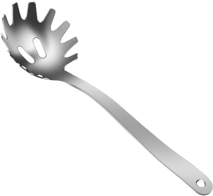 SAFIGLE Cuchara para Pasta con Dientes de Acero Inoxidable Servidor de Espaguetis y Ramen para Cocina Colador Práctico para Fideos Utensilio Resistente y Fácil de Usar