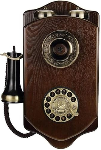 Telefono fisso vintage in legno da parete, stile retrò, per casa, ufficio o salotto