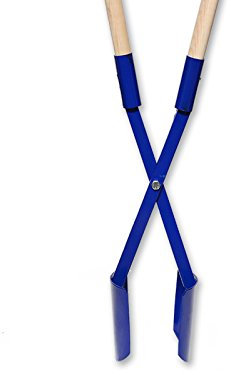 Spaten Handbagger Lochspaten Erdlochausheber Doppelspaten Grabespaten groß blaumit Holzgriffen