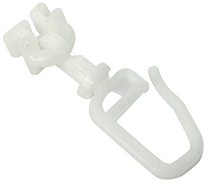 GARDINIA Deslizadores giratorios para barras de cortinas de 6 mm, Incluye ganchos plegables, 20 piezas, Plástico, Blanco
