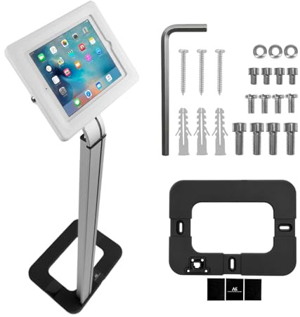 Maclean MC-645 Supporto Tablet Compatibile con l'iPad Galaxy Tab e altri 9.7''-10.1'' da Terra Pavimento Espositore Presentazione Mostra Commerciale con Sistema Antifurto Passacavo