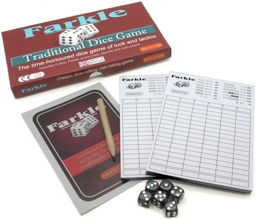 Brimtoy Traditional Farkle Dice Game - Supplied with 2 Pads, Dice, Pencil and Instructions