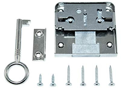 SN-TEC Aufschraubschloss/Möbelschloss/Schrankschloss mit Zuhaltung, Dornmaß: 35mm, (Gesamttiefe 54mm), rechts/links/LAD verwendbar incl. Schließblech incl. Montagematerial