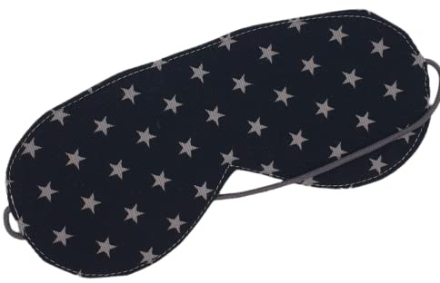 Schlafbrille aus Cordstoff - GRAUE STERNE AUF SCHWARZ - mit Gummiband - waschbar -