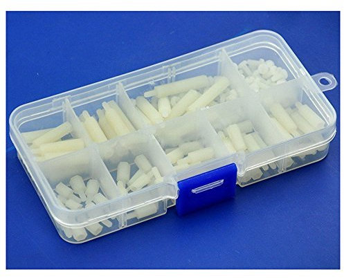 Tenlacum 240 Stück M2.5 Nylon Hex männlich zu weiblich Abstandshalter / Schraube / Mutter sortiertes Kit für Raspberry Pi Abstandsbolzen (weiß)