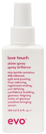 Evo Love Touch Shine Spray 100 ml I Glossing-Spray para un brillo increíble para cabello rizado, rebelde y coloreado, aporta suavidad, brillo y reduce el encrespamiento, vegano, sin sulfatos