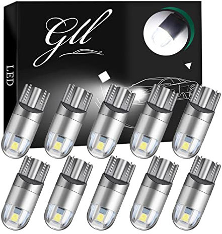 GLL 10PCS T10 LED Bulbs 12V 501 W5W LED Sidelight Bulbs Super Bright 120LM 6500K White, Non-Polarity for Car Interior Dome, Map, License Plate, Side Marker Lights [Non-CANbus]