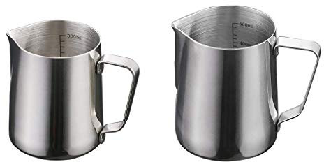 Backbayia 2 x Stainless Steel Coffee and Milk Jug Cups for Italian Cafetieres