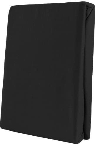 Leonado Vicent, lenzuolo con angoli elasticizzati, classico, in 100% cotone, in diversi colori e dimensioni, qualità di marca, Oeko-tex standard 100 (120 x 200 cm - 130 x 200 cm, nero)
