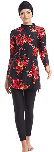 seafanny Muslimsk badkläder, Baddräkt med full täckning, Hijab badkläder, Svart, Storlek S: 38, Byst: 88 cm/35 tum, Midja: 74 cm, byxa: 94 cm