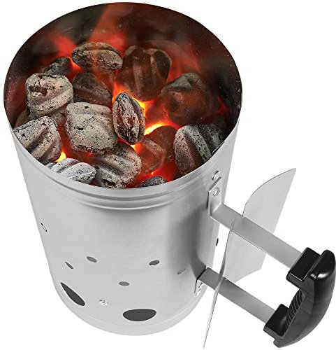 Albert Austin Charcoal BBQ Fire Starter BBQ Chimney Starter with Plastic Handles for Charcoal Barbecues Smoker Weber BBQ Grill Ideal for Camping Grilling Travelling Outdoor Barbecue (MEDIUM)