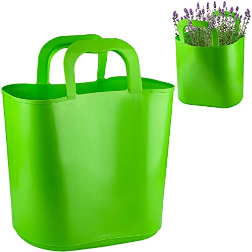 alles-meine.de GmbH 2 Stück Flexi & flexibel Modell + Farbwahl XL große - biegbare - Einkaufskörbe/Pflanztasche mit Henkel - grün - neon Farben - Einkaufstaschen Aufbewah..