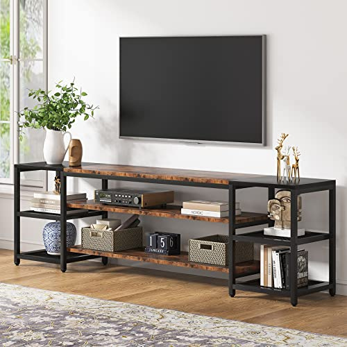 Tribesigns 200 cm TV-Schrank für Fernseher bis zu 215 cm, Medien- und Unterhaltungscenter-Fernsehtisch, industrieller 3-stufiger Fernsehschrank mit Ablagefächern für Wohnzimmer, Unterhaltungsraum