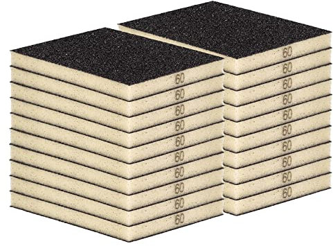 Schleifschwamm Schleifmatte 20 Stück GROB Körnung K60 Handschleifer für Holz Lack Metall, Nass- und Trockenschleifen, Schleifklotz, Schleifblock