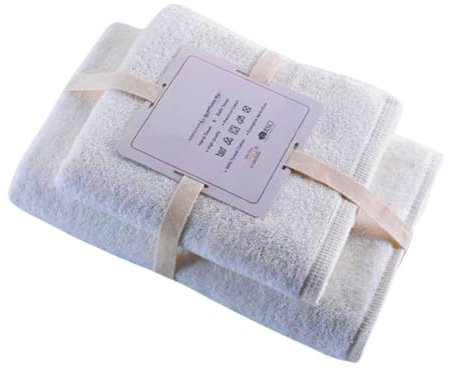 Ahsen Professional Juego de 2 toallas de mano, 50 x 100 cm y 70 x 140 cm, 100% algodón, suaves y absorbentes, ideales para baño e invitados (2 unidades de crema (600 g/m))