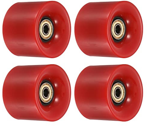 PATIKIL 4 Stück 60mm Longboard Rollen mit Lager ABEC-11 Skateboard Rad Straße Rollen für Skateboards Cruiser Räder Ersatz 80A Rot Goldton