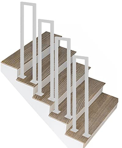 Ringhiera Per Scale Interne Esterni Moderno Ringhiera Per Scale Quadrate Per Interni, Parapetto In Metallo Per Scale A Ponte Con Kit Completo, Bianco, Montaggio A Pavimento ( Color : U Forma -4 Pcs ,