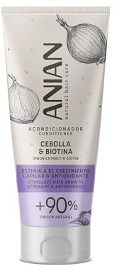 ANIAN - Acondicionador Cebolla y Biotina, 250 ml, para Cabellos Quebradizos, Estimula el Crecimiento Capilar, Antioxidante, Hidrata y Evita la Rotura del Cabello, No Huele a Cebolla